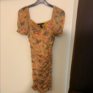 Forever 21 Mustard Butterfly Print summer dress